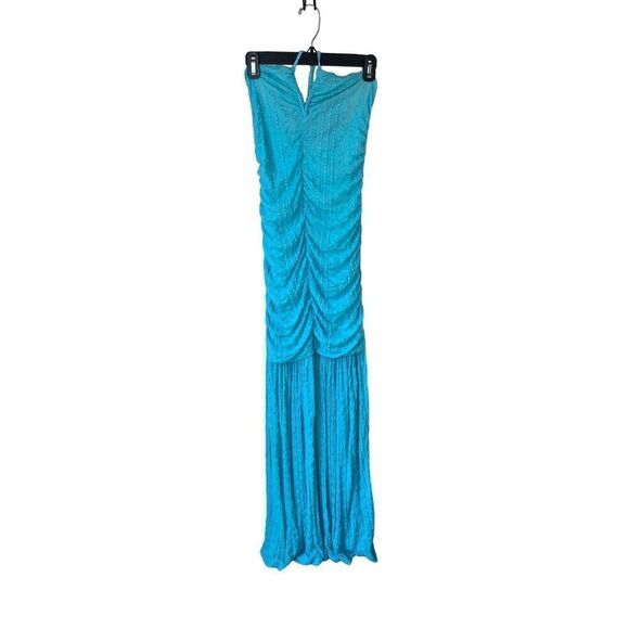 Ganni Ruched Stretch Lace Halter Maxi Dress - Picture 5 of 15
